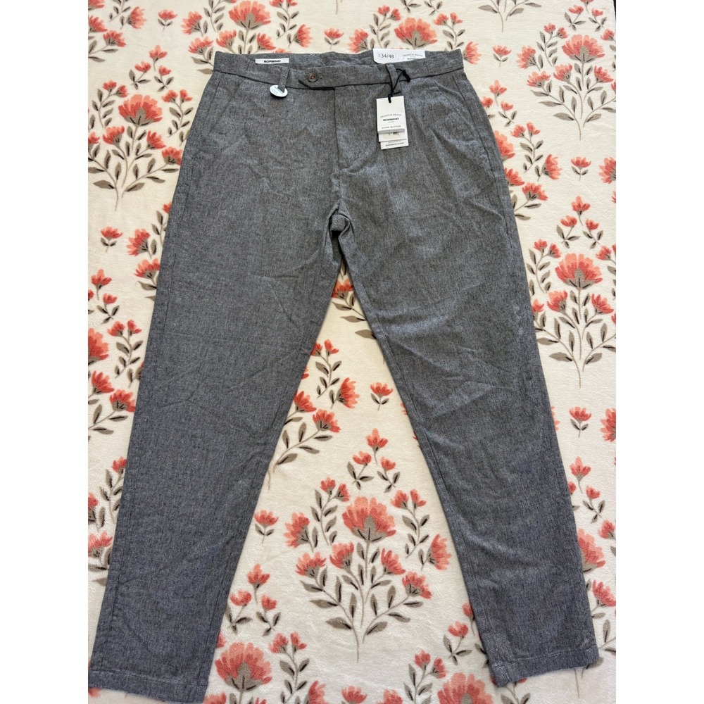 Sorbino Mens Chinos Grey Houndstooth Stretch Trousers Size 34/48 PSI3368SPX